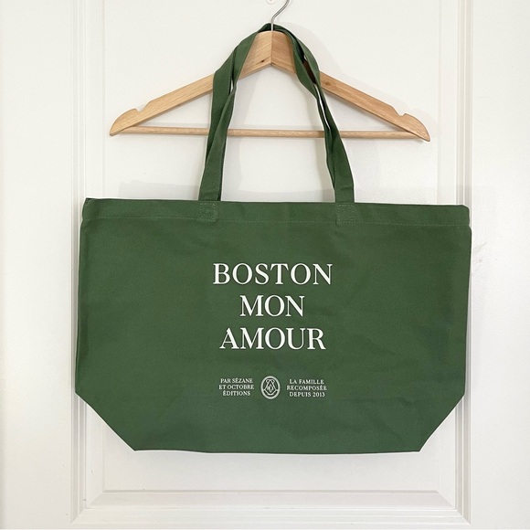 Sezane Boston Mon Amour Canvas Tote Bag - Picture 1 of 4